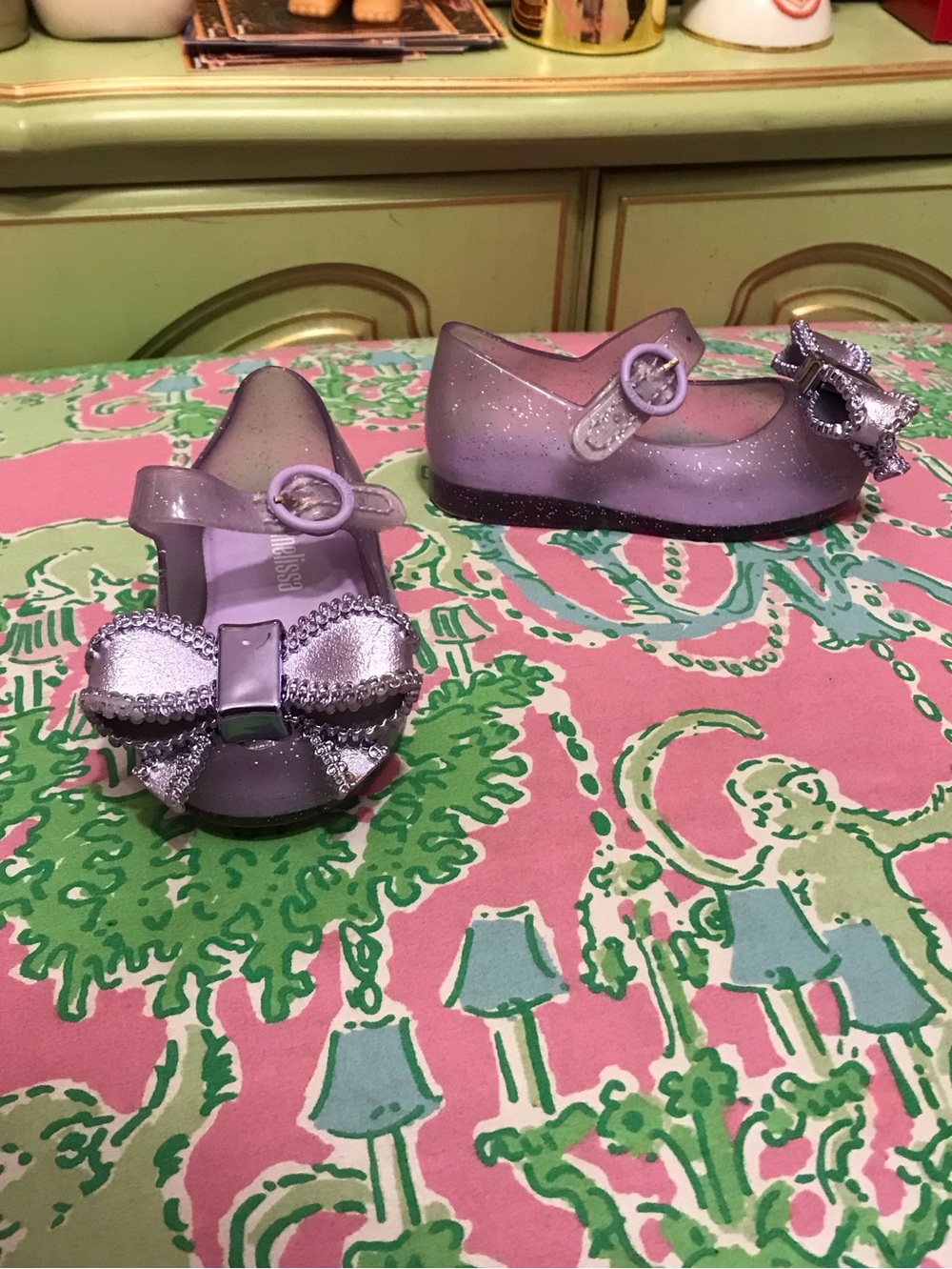 Mini Melissa purple glitter Sweet Love Baby Ballerina Flats size 5